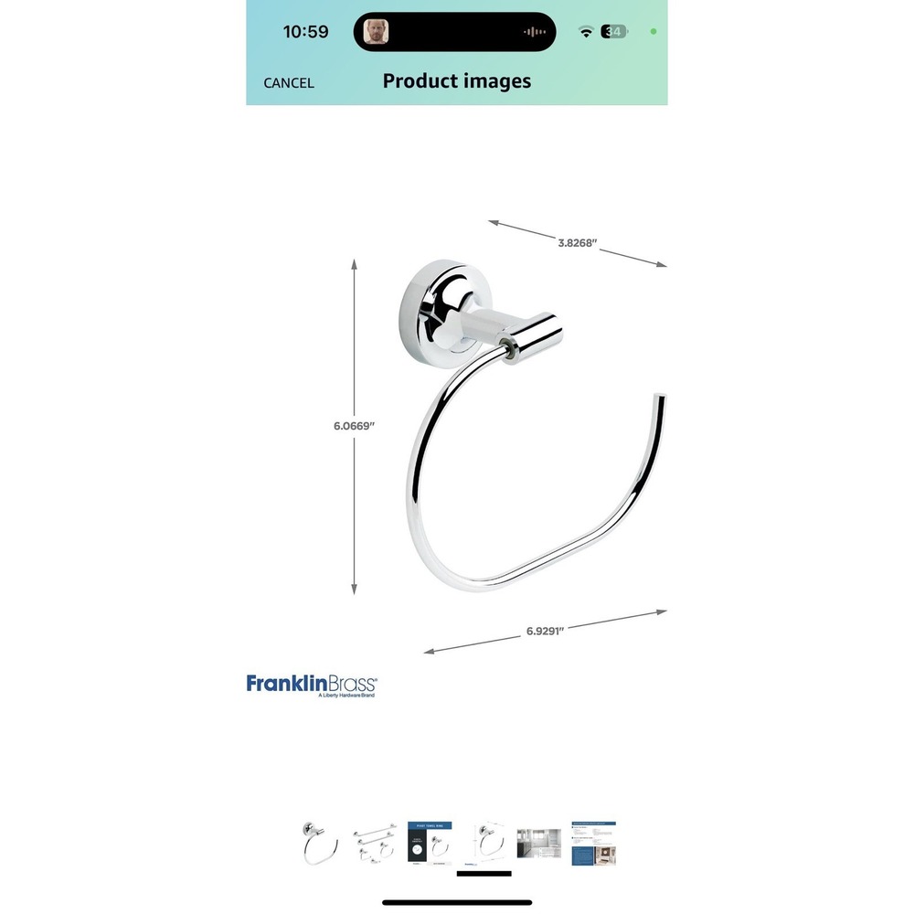 Franklin Brass Voisin Towel Ring, Polished Chrome, VOI46-PC - Picture 4 of 5